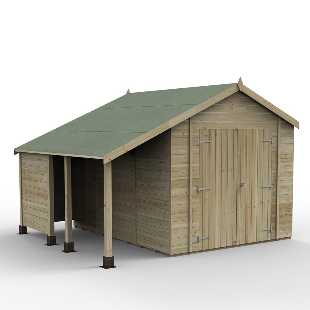 Timberdale 10×8 Apex Shed – Double Door With Log Store 5013053189276 2